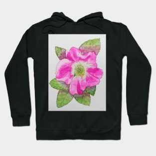 Pink wild rose watercolour painting Hoodie